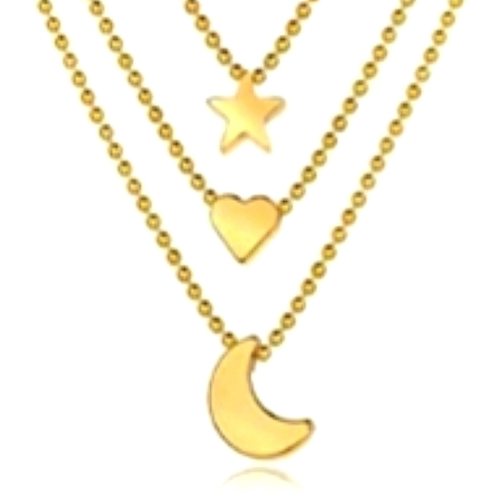 NWT, Gold Star, Heart  and Moon ball chain necklace